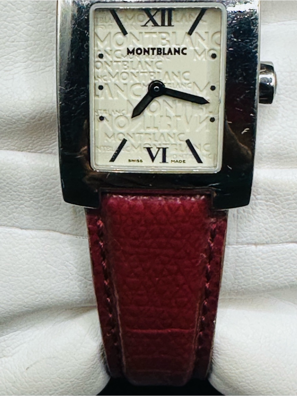 Montblanc Ivory Dial Watch with Red Strap. No Box or battery